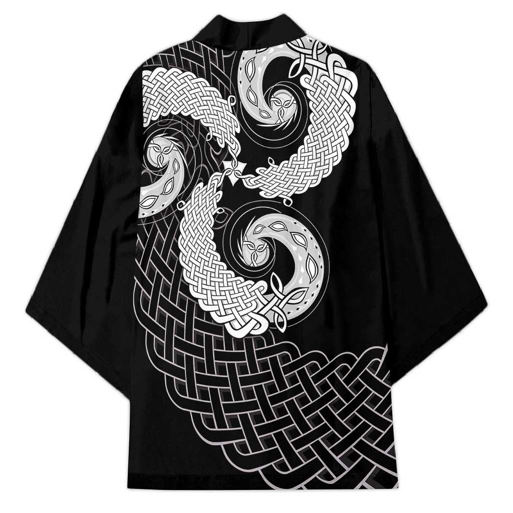 Six Celtic Countries Heritage Kimono Black Celtic Knot Triskelion - Wonder Print Shop