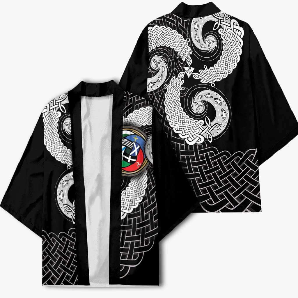 Six Celtic Countries Heritage Kimono Black Celtic Knot Triskelion - Wonder Print Shop