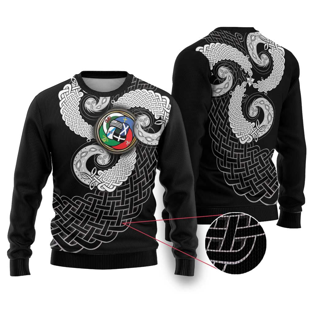 Six Celtic Countries Heritage Ugly Christmas Sweater Black Celtic Knot Triskelion - Wonder Print Shop