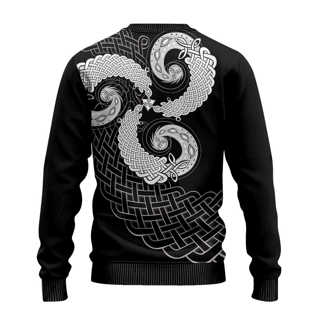 Six Celtic Countries Heritage Ugly Christmas Sweater Black Celtic Knot Triskelion - Wonder Print Shop