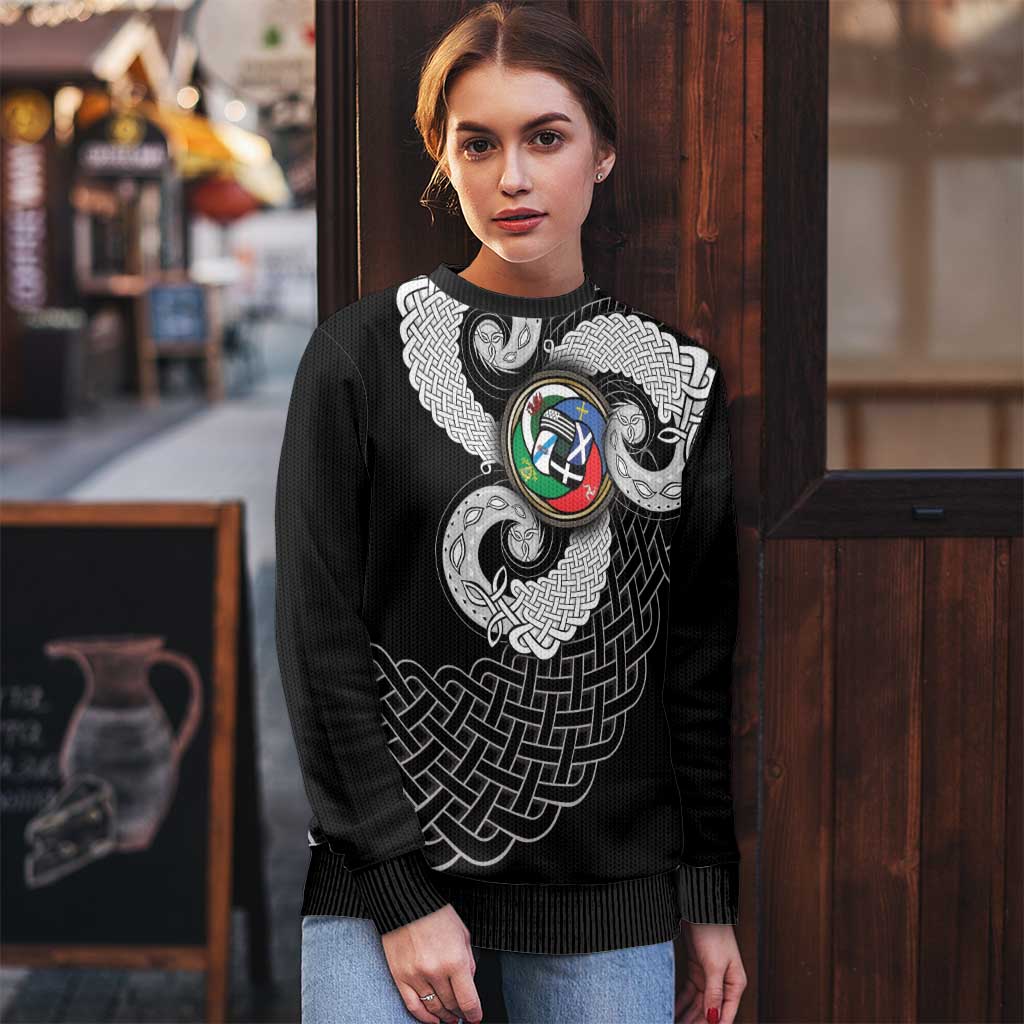 Six Celtic Countries Heritage Ugly Christmas Sweater Black Celtic Knot Triskelion - Wonder Print Shop