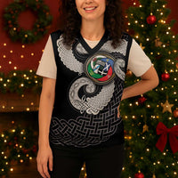 Six Celtic Countries Heritage Christmas Knitted V-Neck Vest Black Celtic Knot Triskelion - Wonder Print Shop