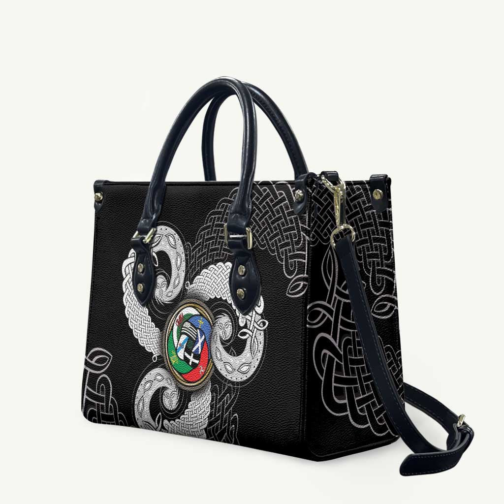 Six Celtic Countries Heritage Leather Bag Black Celtic Knot Triskelion - Wonder Print Shop