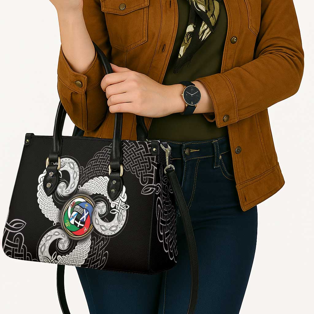 Six Celtic Countries Heritage Leather Bag Black Celtic Knot Triskelion - Wonder Print Shop