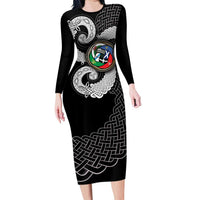 Six Celtic Countries Heritage Long Sleeve Bodycon Dress Black Celtic Knot Triskelion - Wonder Print Shop