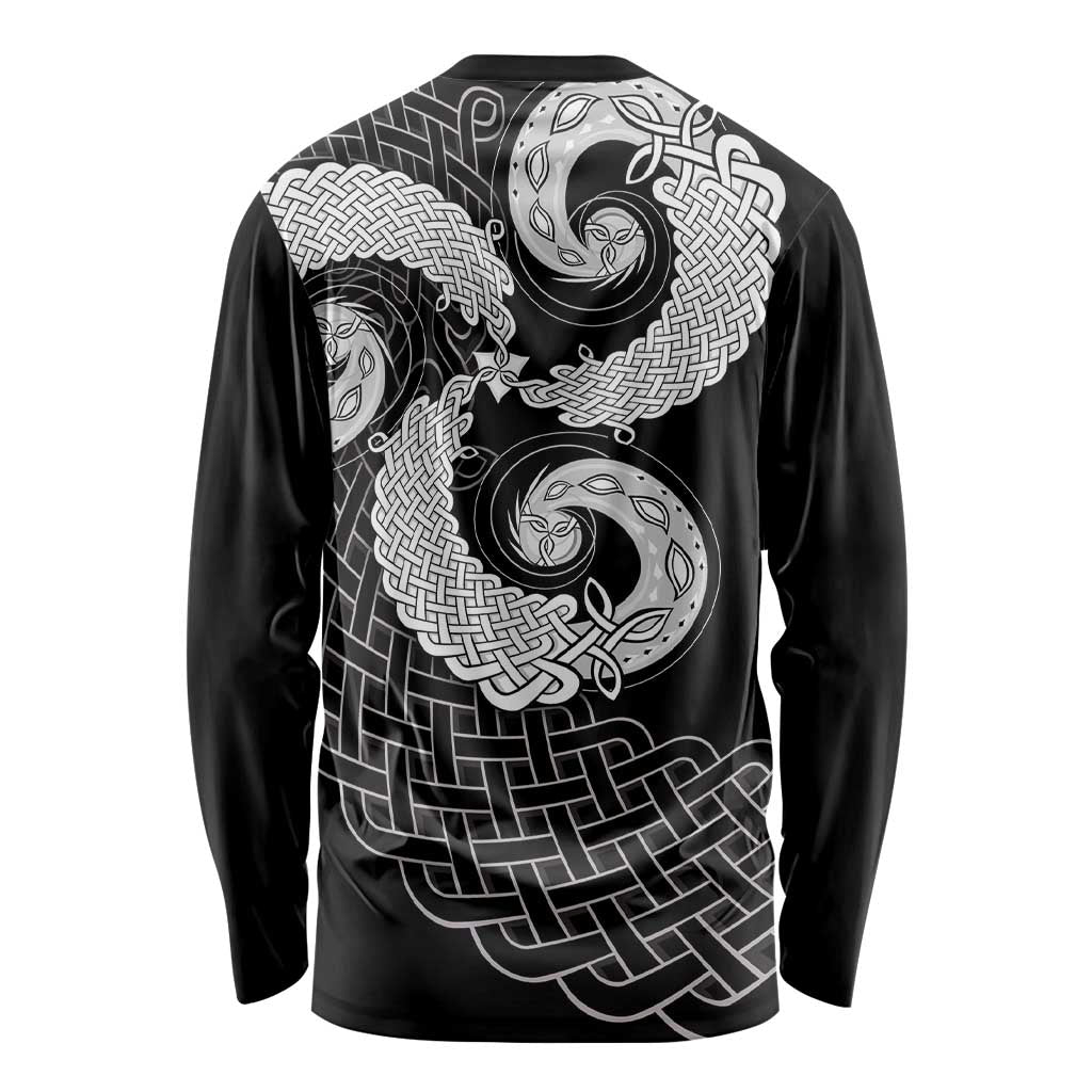 Six Celtic Countries Heritage Long Sleeve Shirt Black Celtic Knot Triskelion - Wonder Print Shop