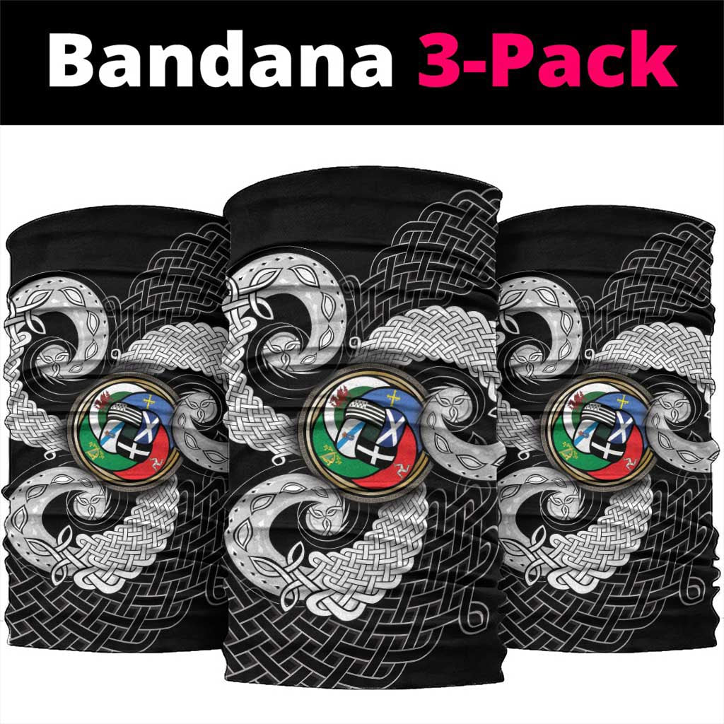 Six Celtic Countries Heritage Neck Gaiter Black Celtic Knot Triskelion - Wonder Print Shop