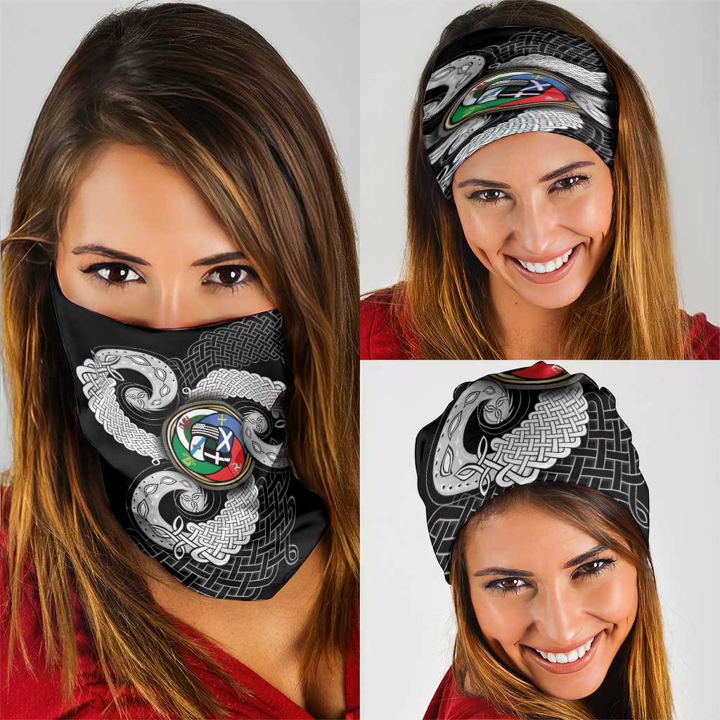 Six Celtic Countries Heritage Neck Gaiter Black Celtic Knot Triskelion - Wonder Print Shop