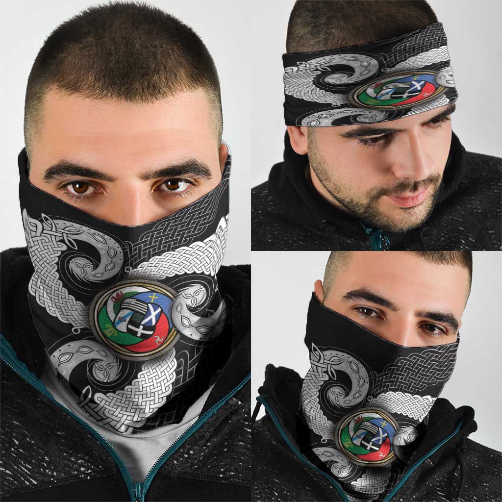 Six Celtic Countries Heritage Neck Gaiter Black Celtic Knot Triskelion - Wonder Print Shop