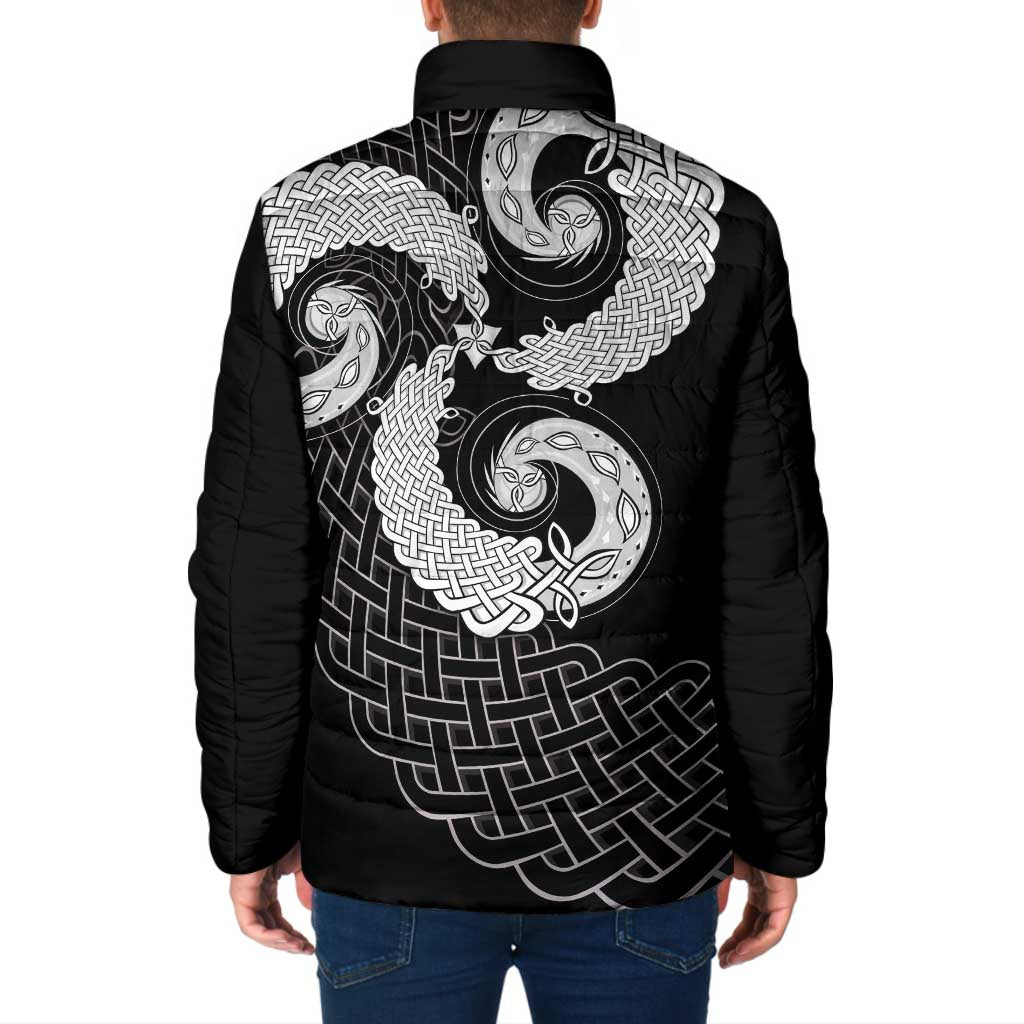 Six Celtic Countries Heritage Padded Jacket Black Celtic Knot Triskelion - Wonder Print Shop