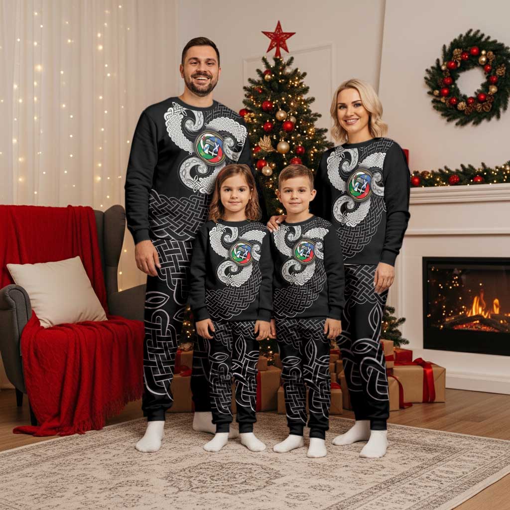 Six Celtic Countries Heritage Christmas Pajama Set Black Celtic Knot Triskelion - Wonder Print Shop