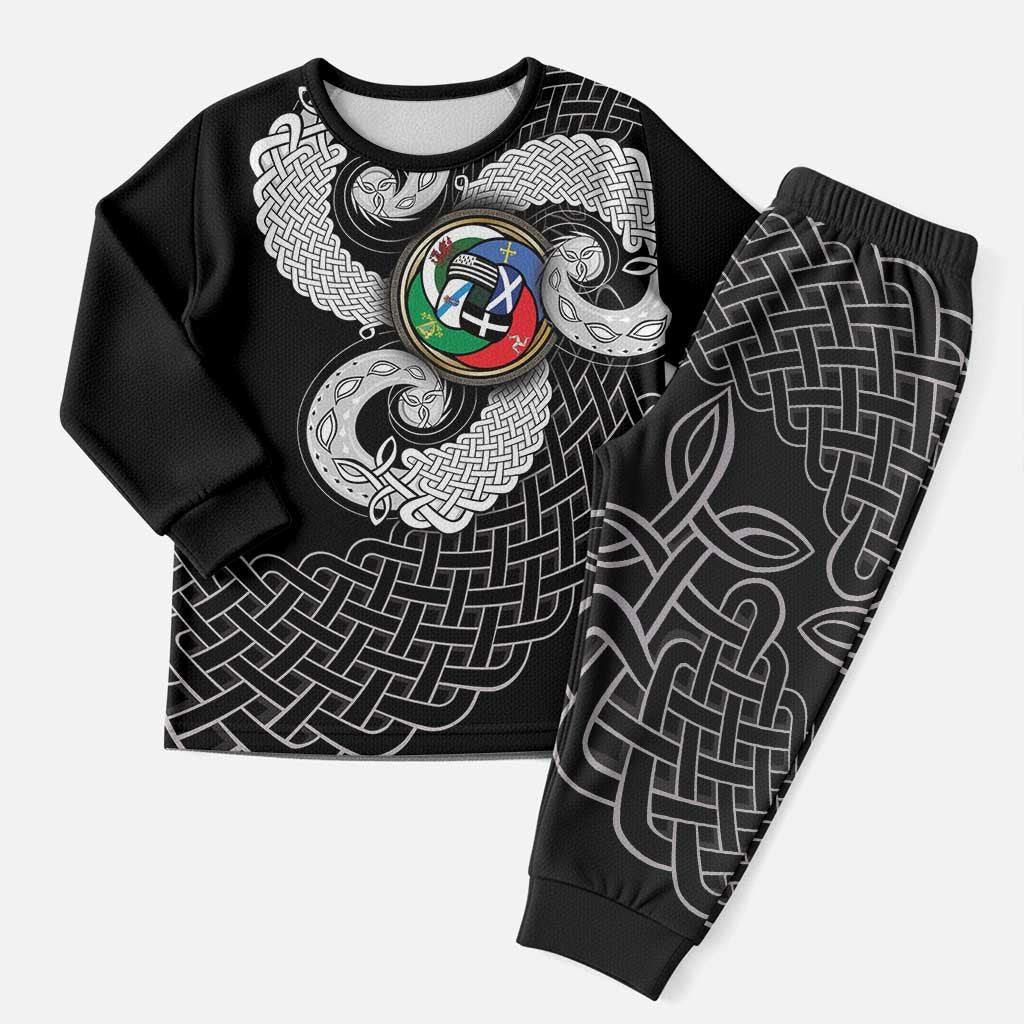 Six Celtic Countries Heritage Christmas Pajama Set Black Celtic Knot Triskelion - Wonder Print Shop