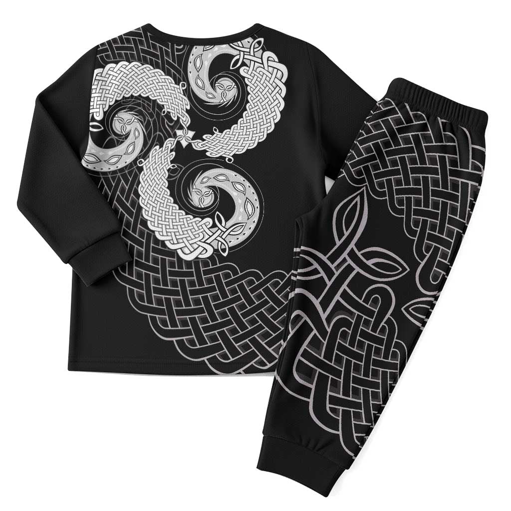 Six Celtic Countries Heritage Christmas Pajama Set Black Celtic Knot Triskelion - Wonder Print Shop