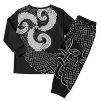 Six Celtic Countries Heritage Christmas Pajama Set Black Celtic Knot Triskelion - Wonder Print Shop