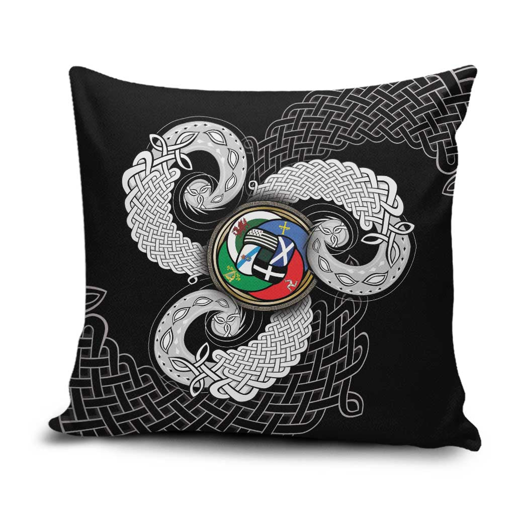 Six Celtic Countries Heritage Pillow Cover Black Celtic Knot Triskelion - Wonder Print Shop