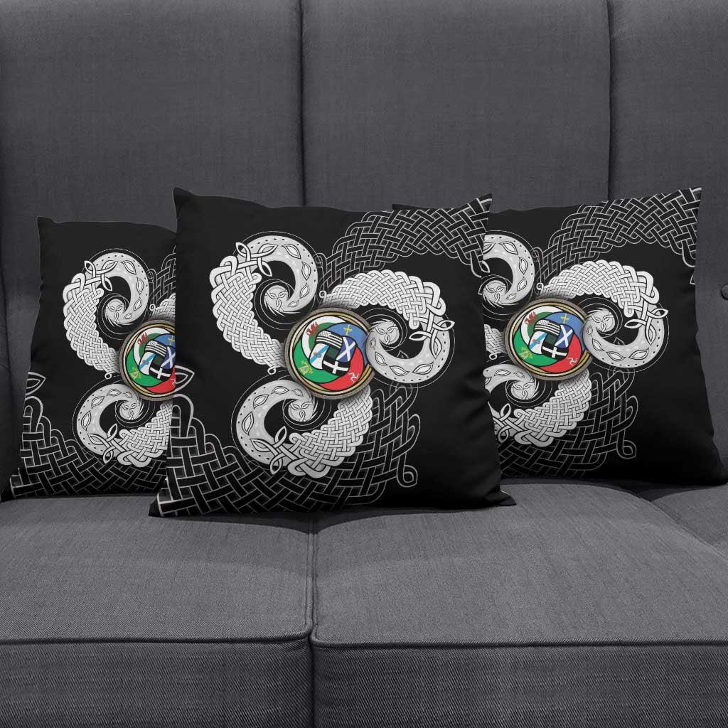 Six Celtic Countries Heritage Pillow Cover Black Celtic Knot Triskelion - Wonder Print Shop