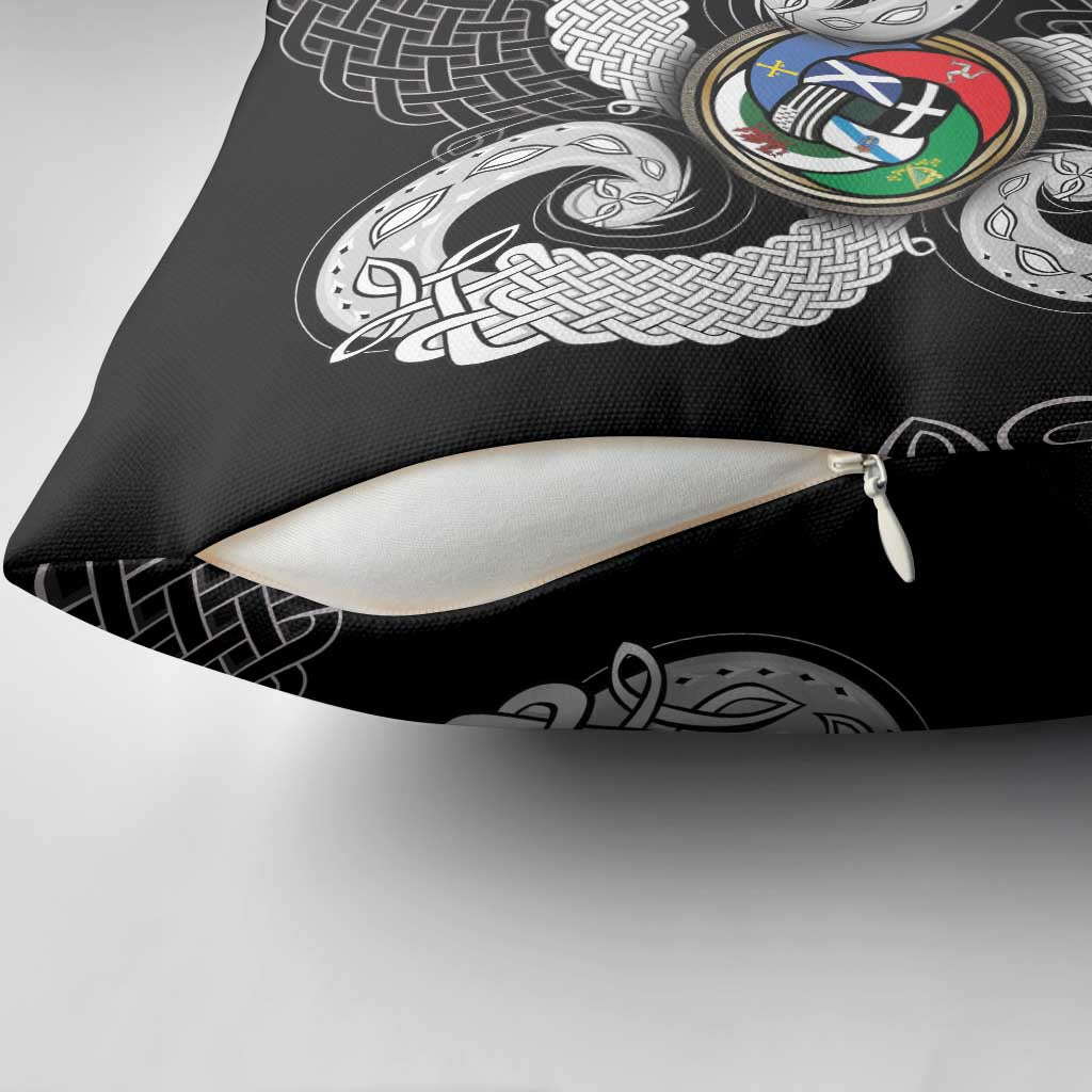 Six Celtic Countries Heritage Pillow Cover Black Celtic Knot Triskelion - Wonder Print Shop