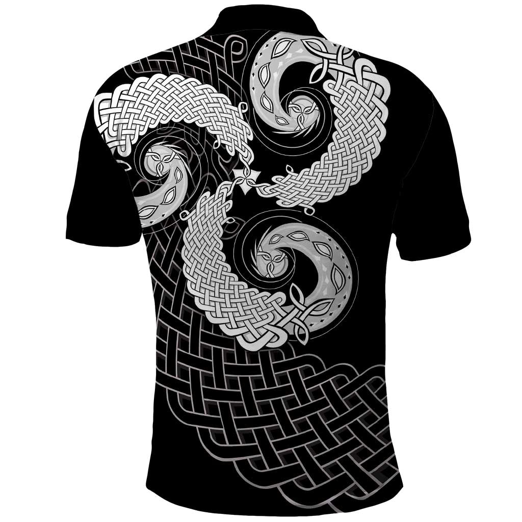 Six Celtic Countries Heritage Polo Shirt Black Celtic Knot Triskelion - Wonder Print Shop