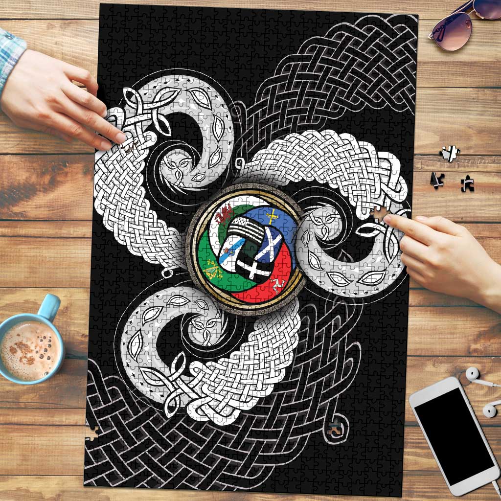 Six Celtic Countries Heritage Puzzle Black Celtic Knot Triskelion - Wonder Print Shop