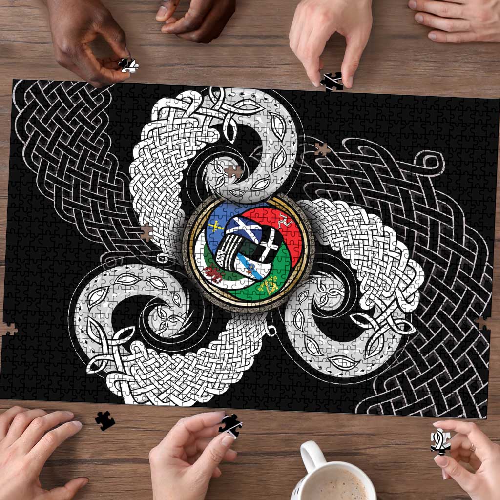 Six Celtic Countries Heritage Puzzle Black Celtic Knot Triskelion - Wonder Print Shop