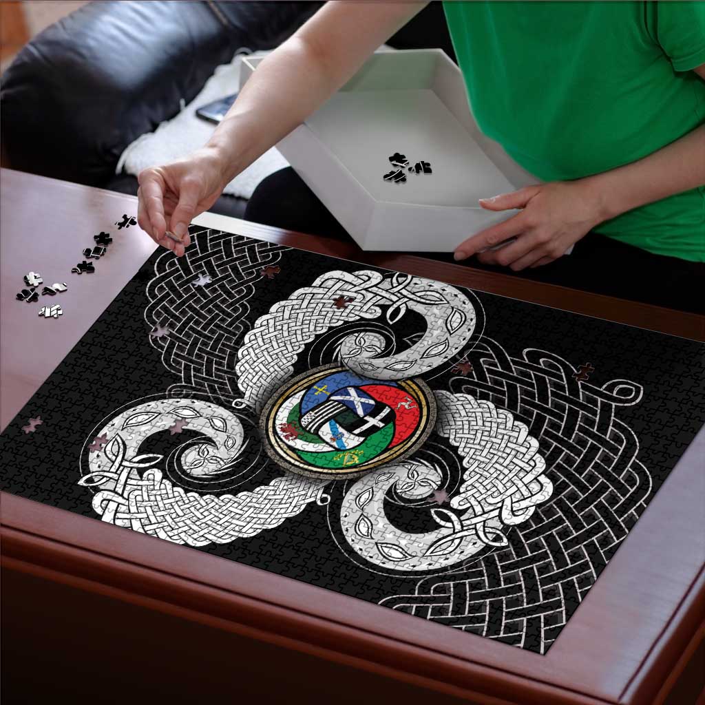 Six Celtic Countries Heritage Puzzle Black Celtic Knot Triskelion - Wonder Print Shop