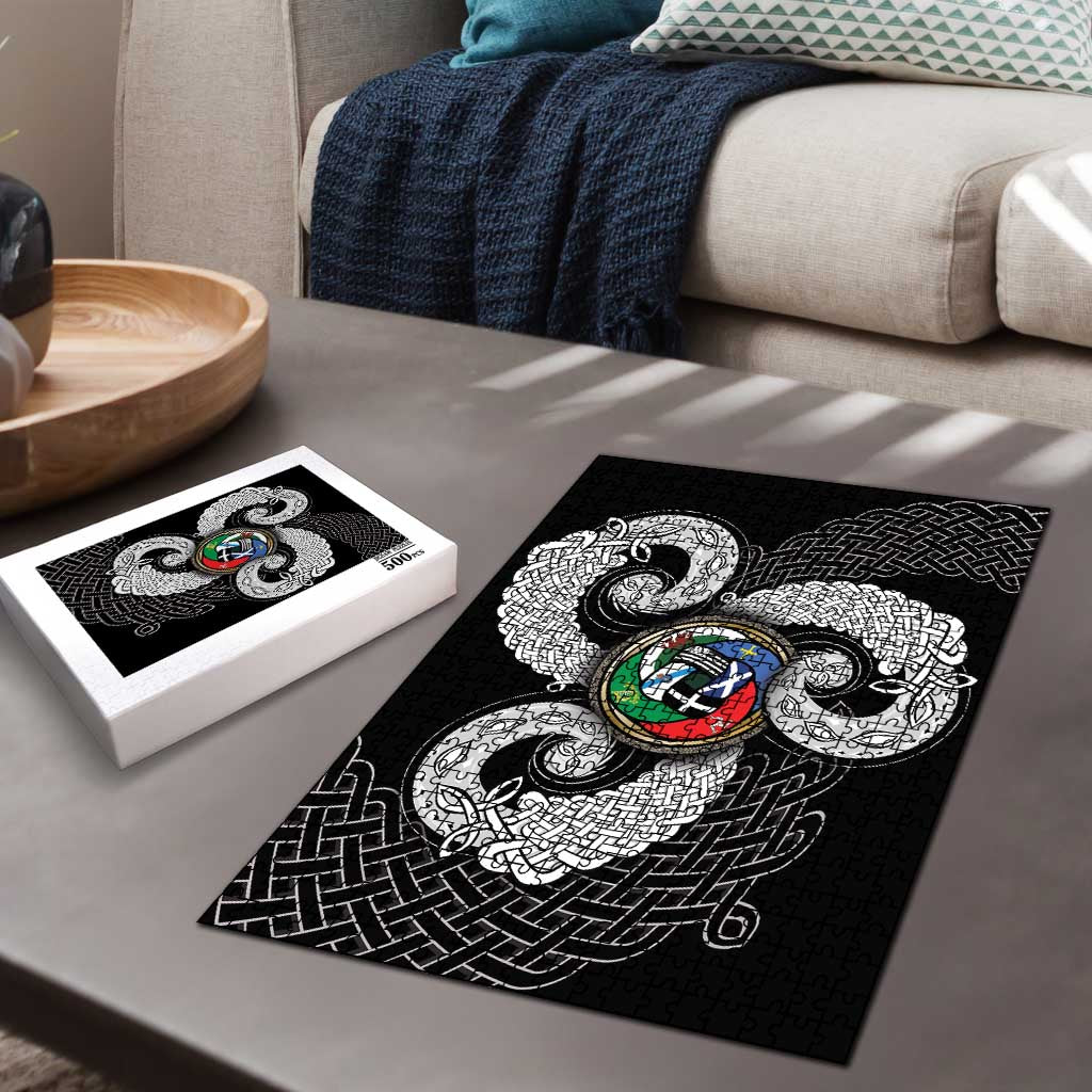 Six Celtic Countries Heritage Puzzle Black Celtic Knot Triskelion - Wonder Print Shop