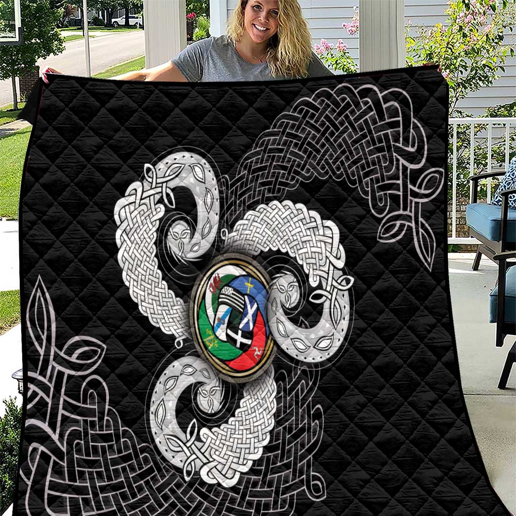 Six Celtic Countries Heritage Quilt Black Celtic Knot Triskelion - Wonder Print Shop