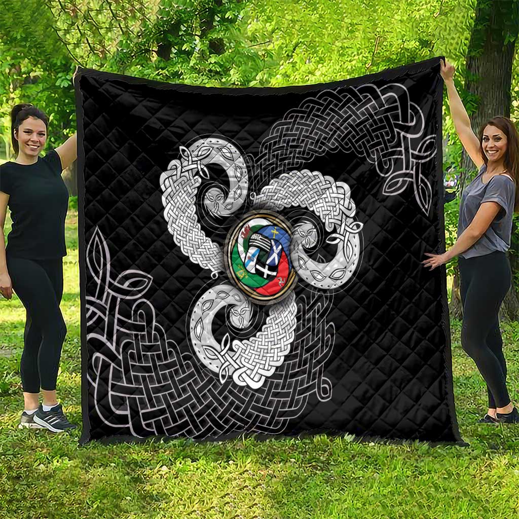 Six Celtic Countries Heritage Quilt Black Celtic Knot Triskelion - Wonder Print Shop