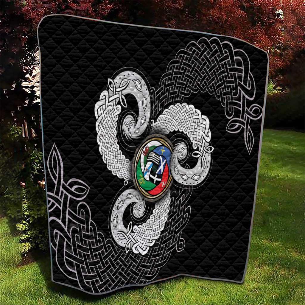 Six Celtic Countries Heritage Quilt Black Celtic Knot Triskelion - Wonder Print Shop