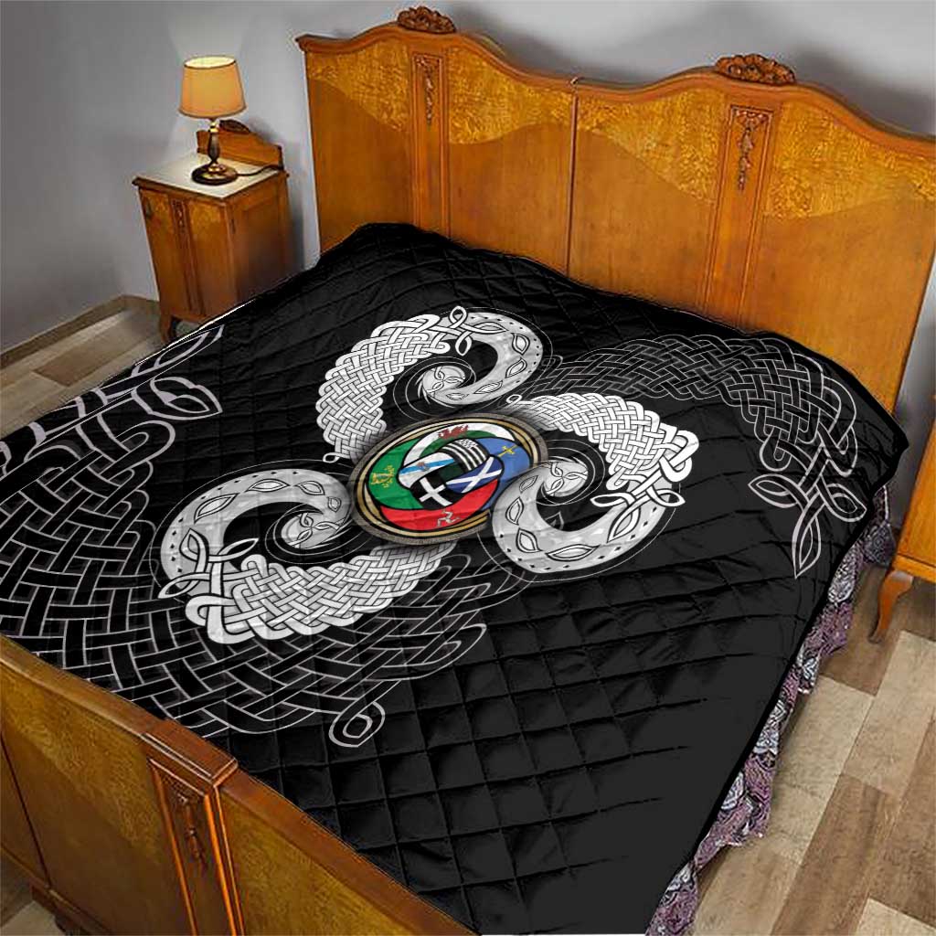 Six Celtic Countries Heritage Quilt Black Celtic Knot Triskelion - Wonder Print Shop