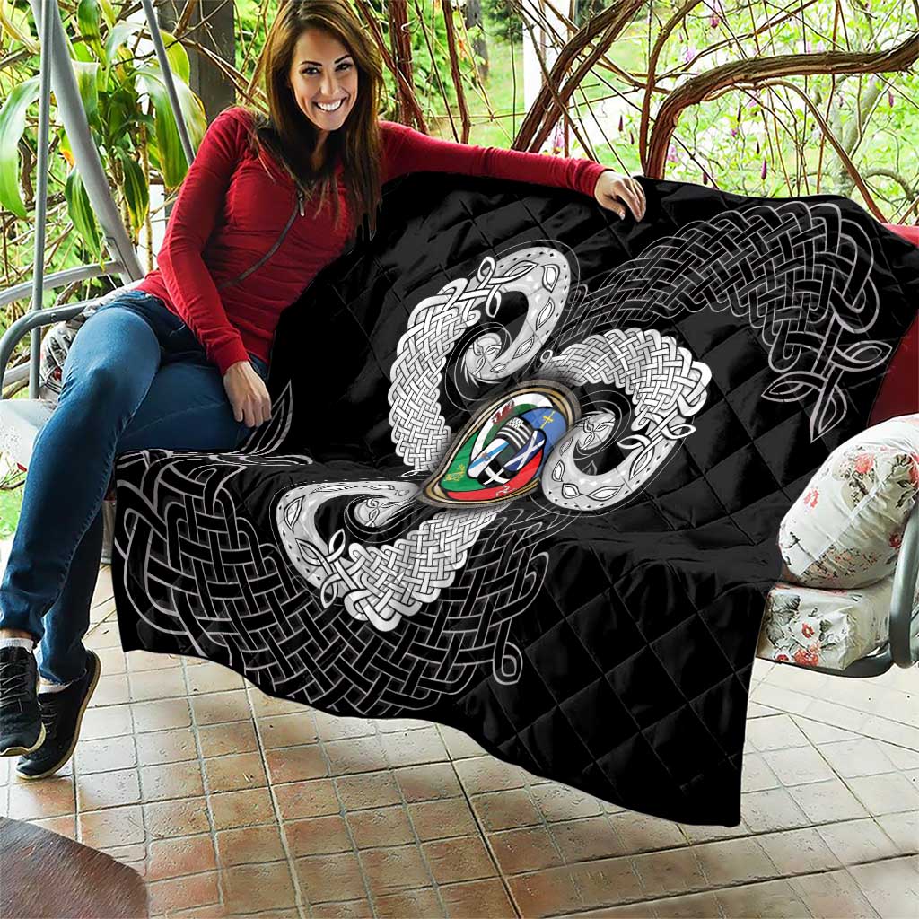 Six Celtic Countries Heritage Quilt Black Celtic Knot Triskelion - Wonder Print Shop
