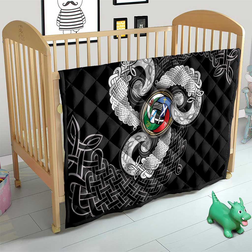Six Celtic Countries Heritage Quilt Black Celtic Knot Triskelion - Wonder Print Shop
