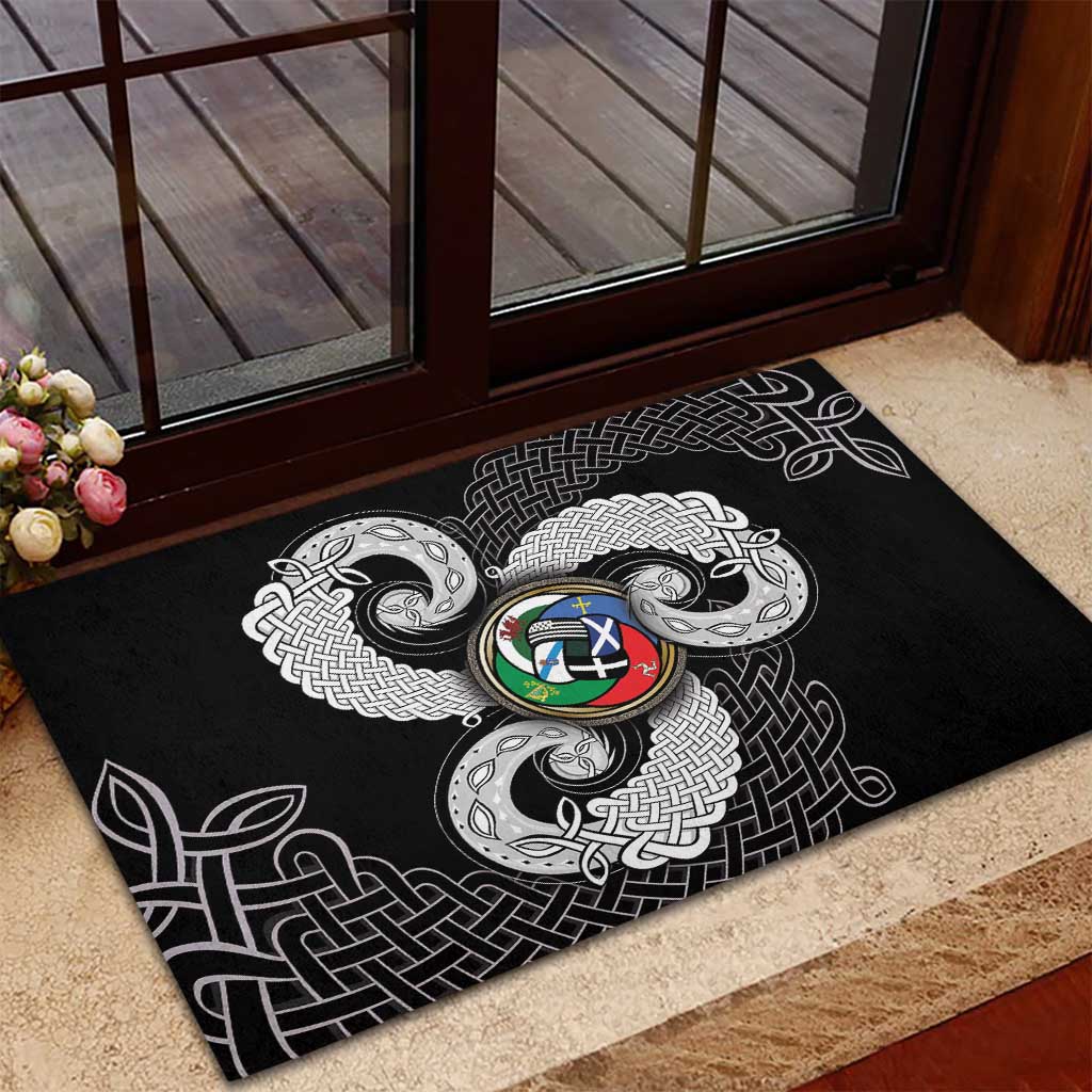 Six Celtic Countries Heritage Rubber Doormat Black Celtic Knot Triskelion - Wonder Print Shop