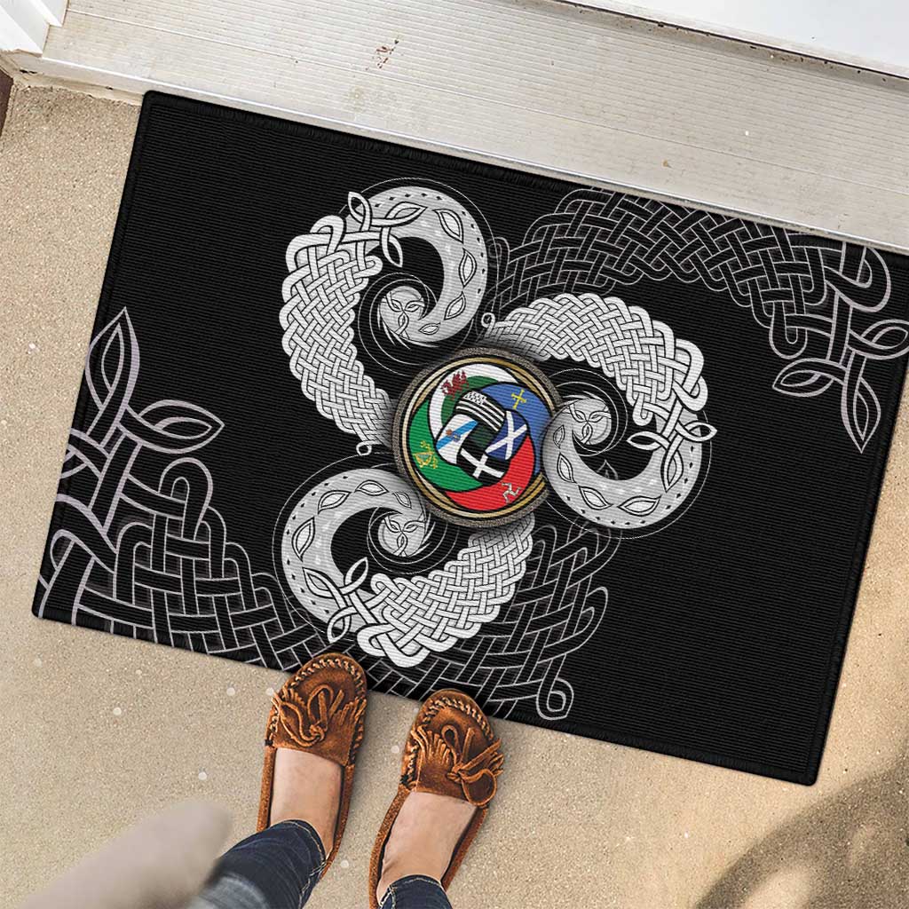 Six Celtic Countries Heritage Rubber Doormat Black Celtic Knot Triskelion - Wonder Print Shop