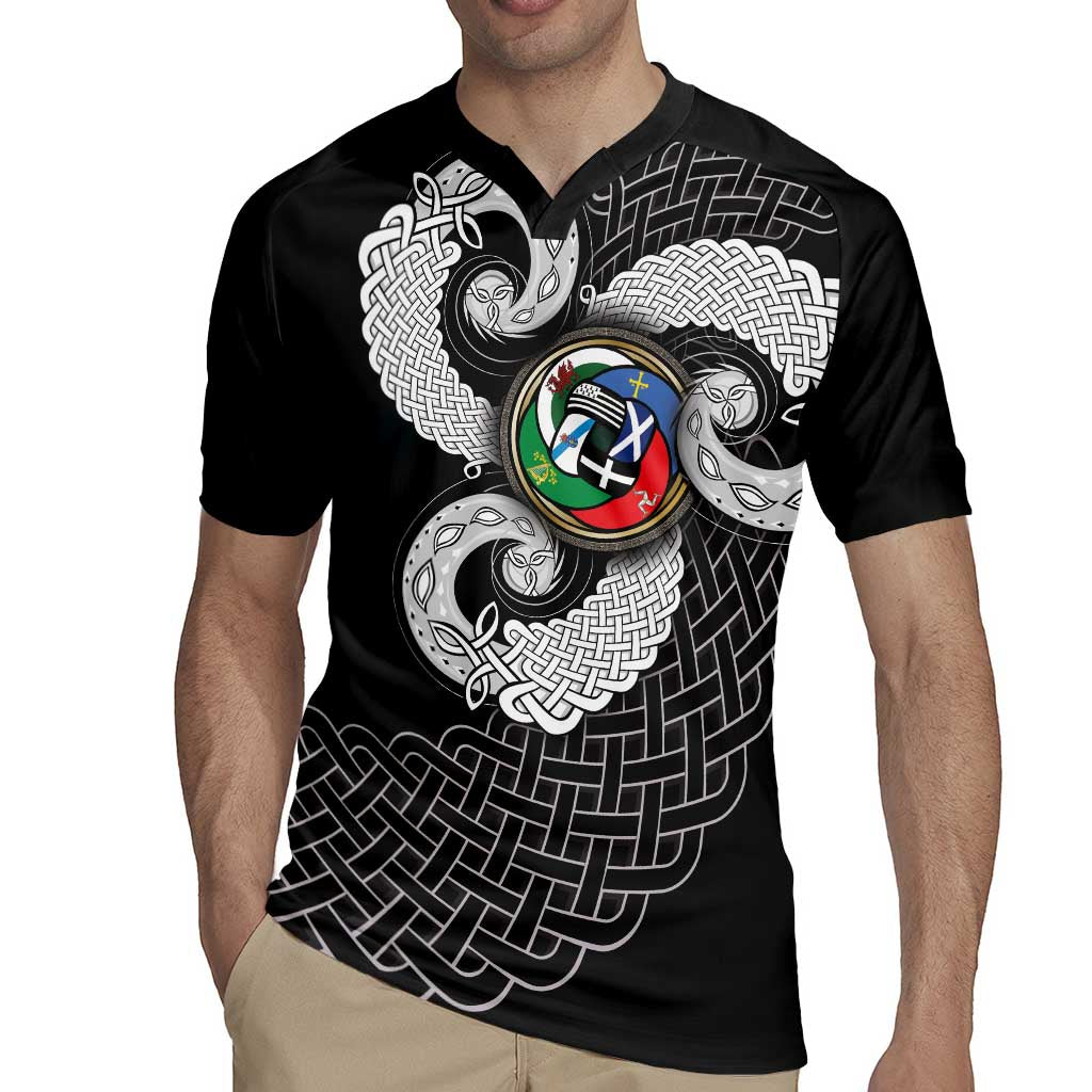 Six Celtic Countries Heritage Rugby Jersey Black Celtic Knot Triskelion - Wonder Print Shop