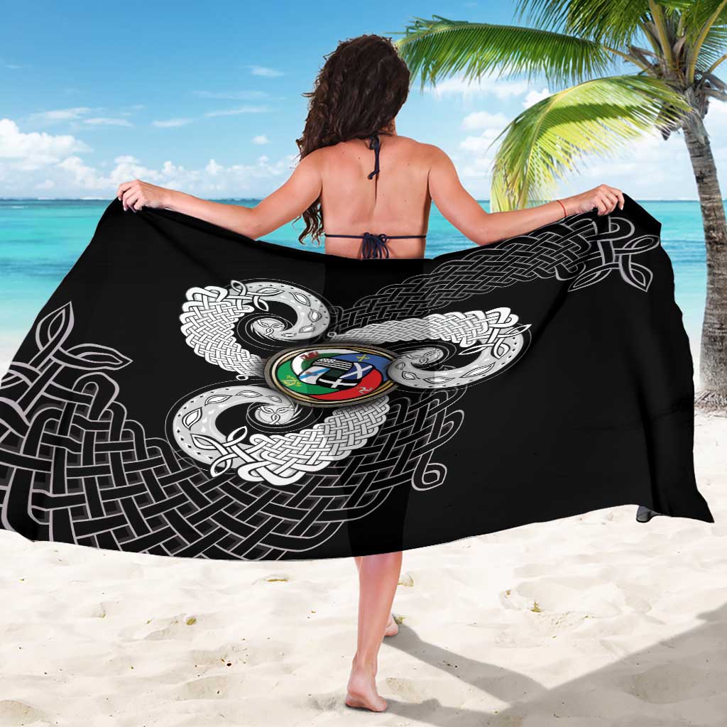 Six Celtic Countries Heritage Sarong Black Celtic Knot Triskelion - Wonder Print Shop
