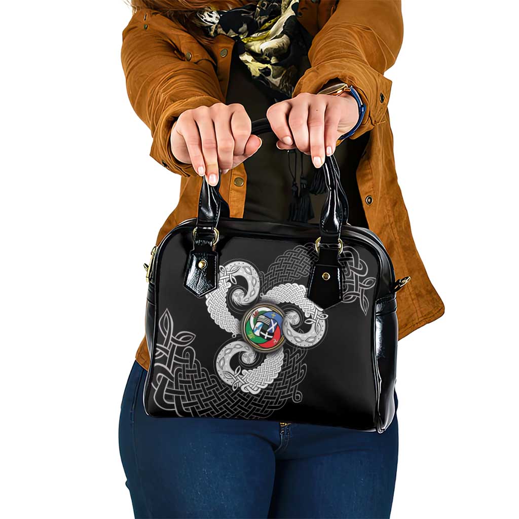 Six Celtic Countries Heritage Shoulder Handbag Black Celtic Knot Triskelion - Wonder Print Shop