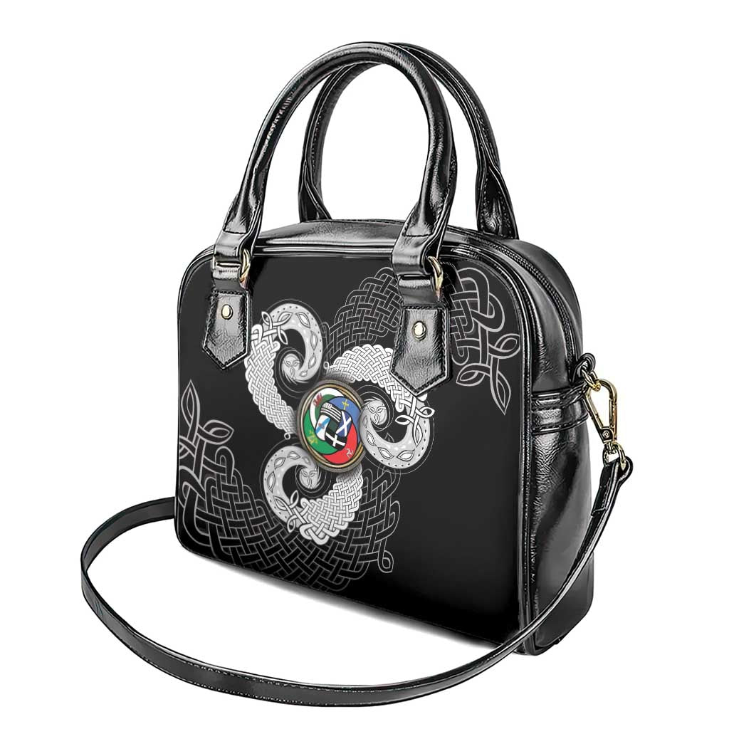 Six Celtic Countries Heritage Shoulder Handbag Black Celtic Knot Triskelion - Wonder Print Shop