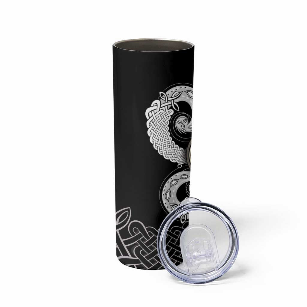 Six Celtic Countries Heritage Skinny Tumbler Black Celtic Knot Triskelion - Wonder Print Shop