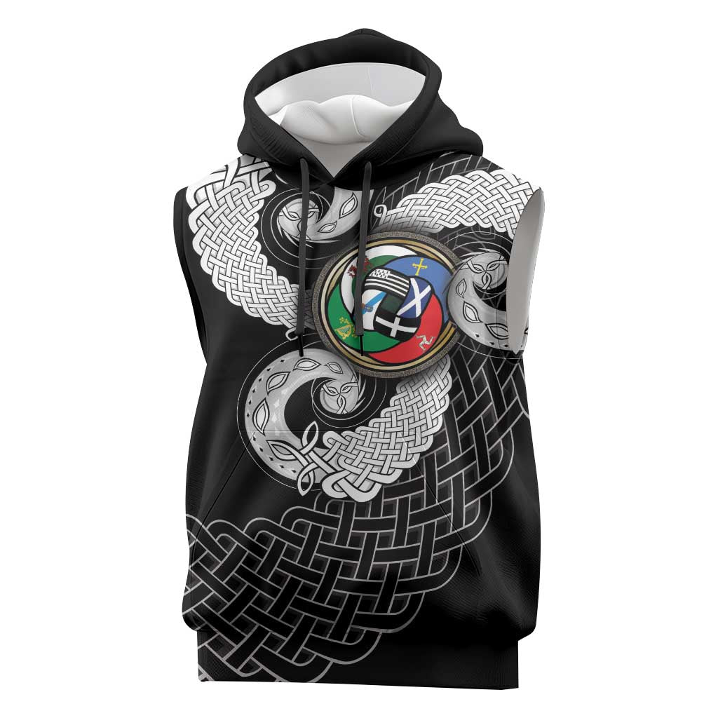 Six Celtic Countries Heritage Sleeveless Hoodie Black Celtic Knot Triskelion - Wonder Print Shop