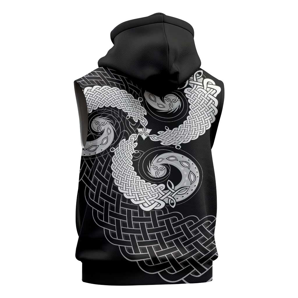 Six Celtic Countries Heritage Sleeveless Hoodie Black Celtic Knot Triskelion - Wonder Print Shop