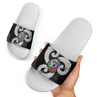 Six Celtic Countries Heritage Slide Sandals Black Celtic Knot Triskelion - Wonder Print Shop