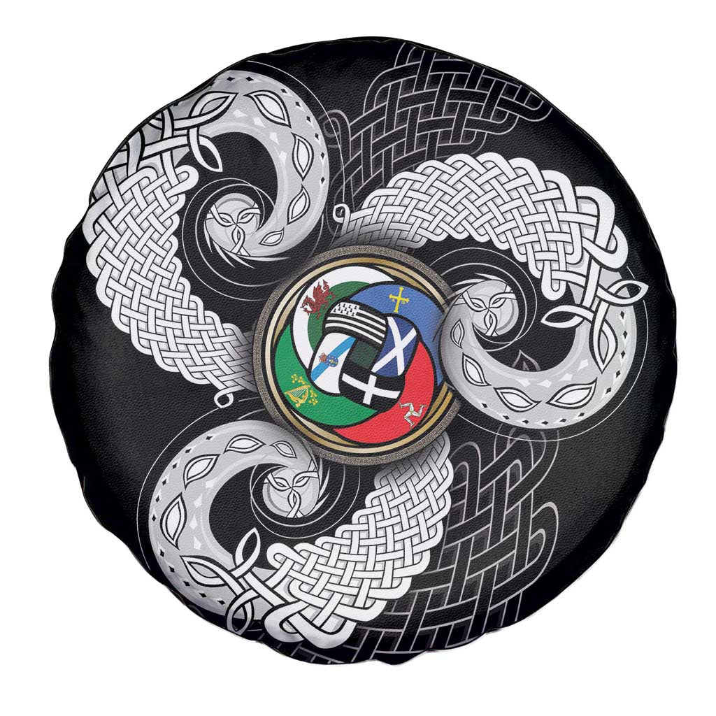 Six Celtic Countries Heritage Spare Tire Cover Black Celtic Knot Triskelion - Wonder Print Shop