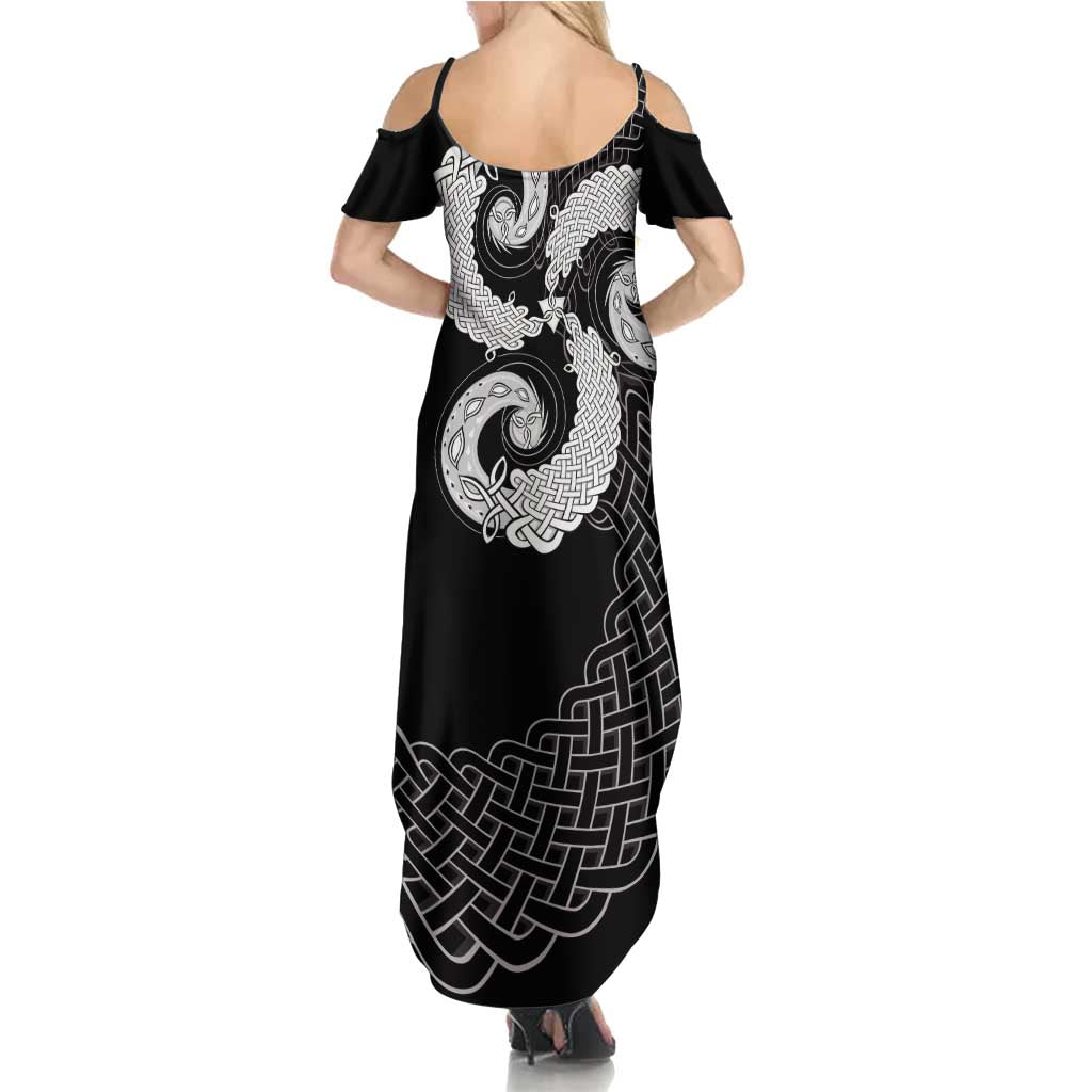 Six Celtic Countries Heritage Summer Maxi Dress Black Celtic Knot Triskelion - Wonder Print Shop