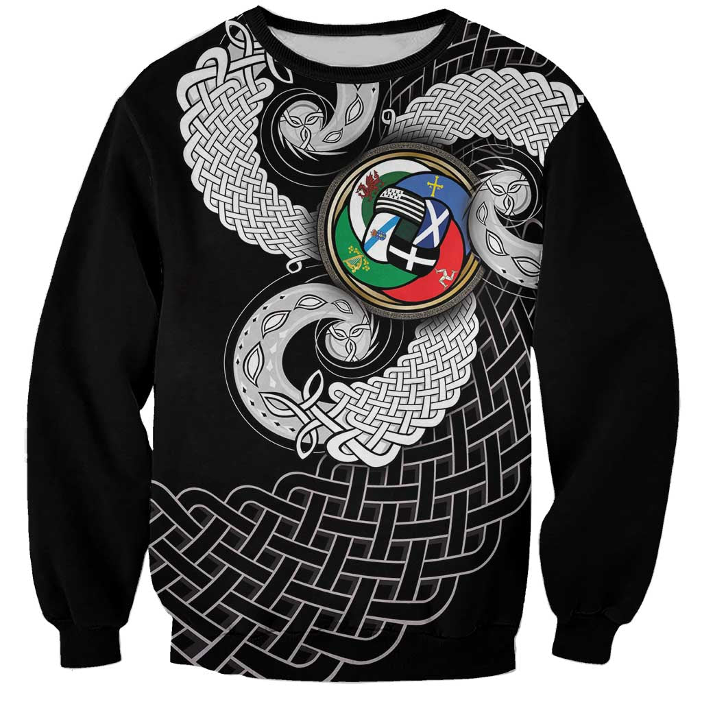 Six Celtic Countries Heritage Sweatshirt Black Celtic Knot Triskelion - Wonder Print Shop