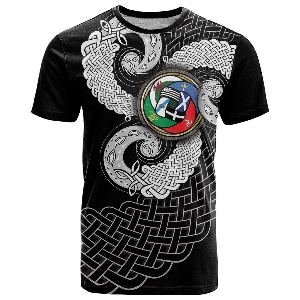 Six Celtic Countries Heritage T Shirt Black Celtic Knot Triskelion - Wonder Print Shop