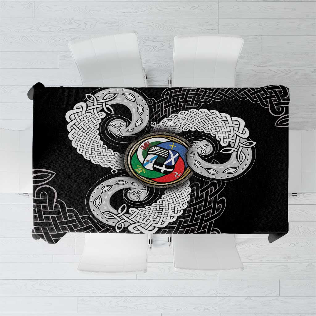 Six Celtic Countries Heritage Tablecloth Black Celtic Knot Triskelion - Wonder Print Shop