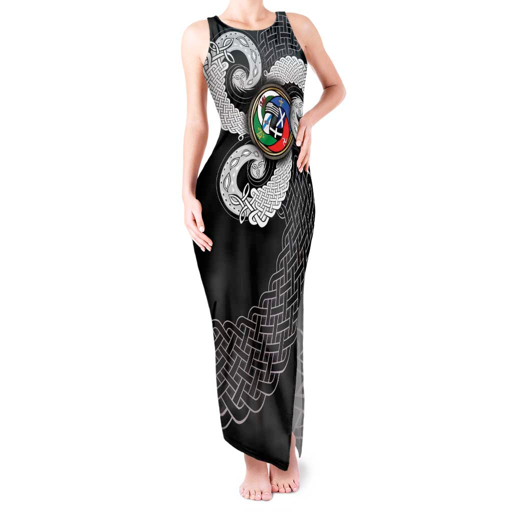 Six Celtic Countries Heritage Tank Maxi Dress Black Celtic Knot Triskelion - Wonder Print Shop