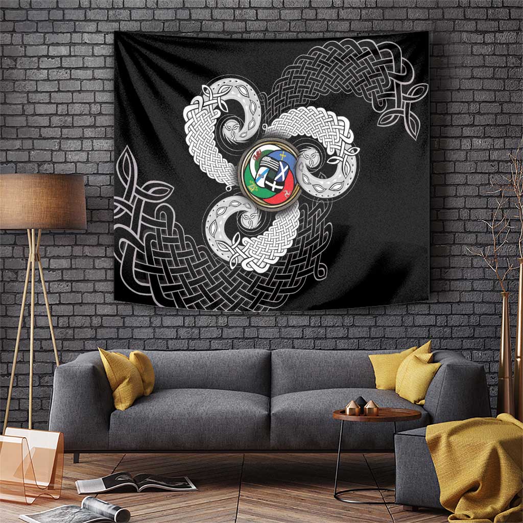 Six Celtic Countries Heritage Tapestry Black Celtic Knot Triskelion - Wonder Print Shop