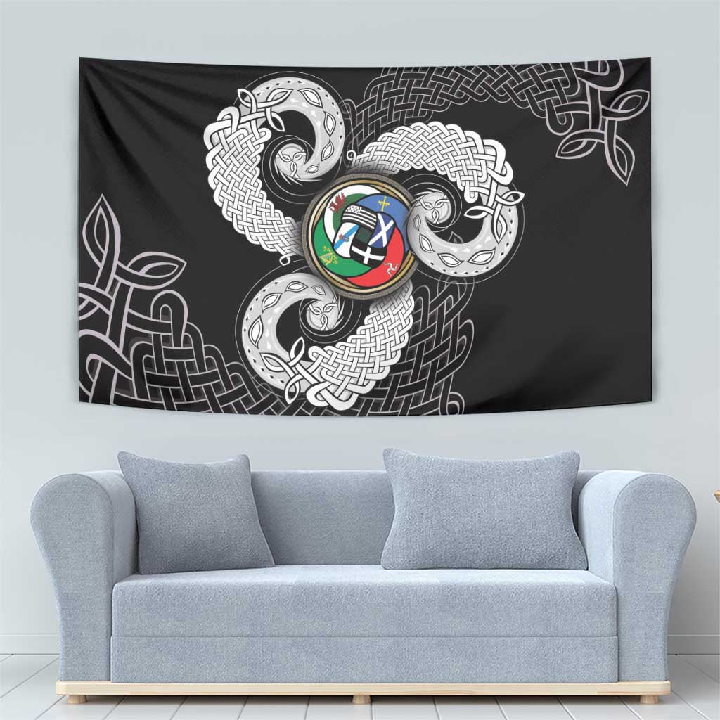 Six Celtic Countries Heritage Tapestry Black Celtic Knot Triskelion - Wonder Print Shop
